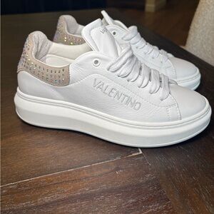 Valentino White with Silver rhinestones Women's Sneakers